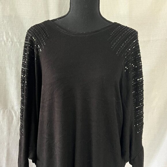 White House Black Market V-Neck Sequin Shoulder Sweater Medium - 0131 - Picture 4 of 6